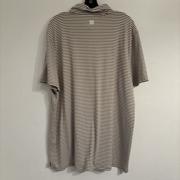 G/FORE Mens XXL Feeder Stripe Tech Pique Modern Spread Collar Polo Golf brown - Picture 4 of 4